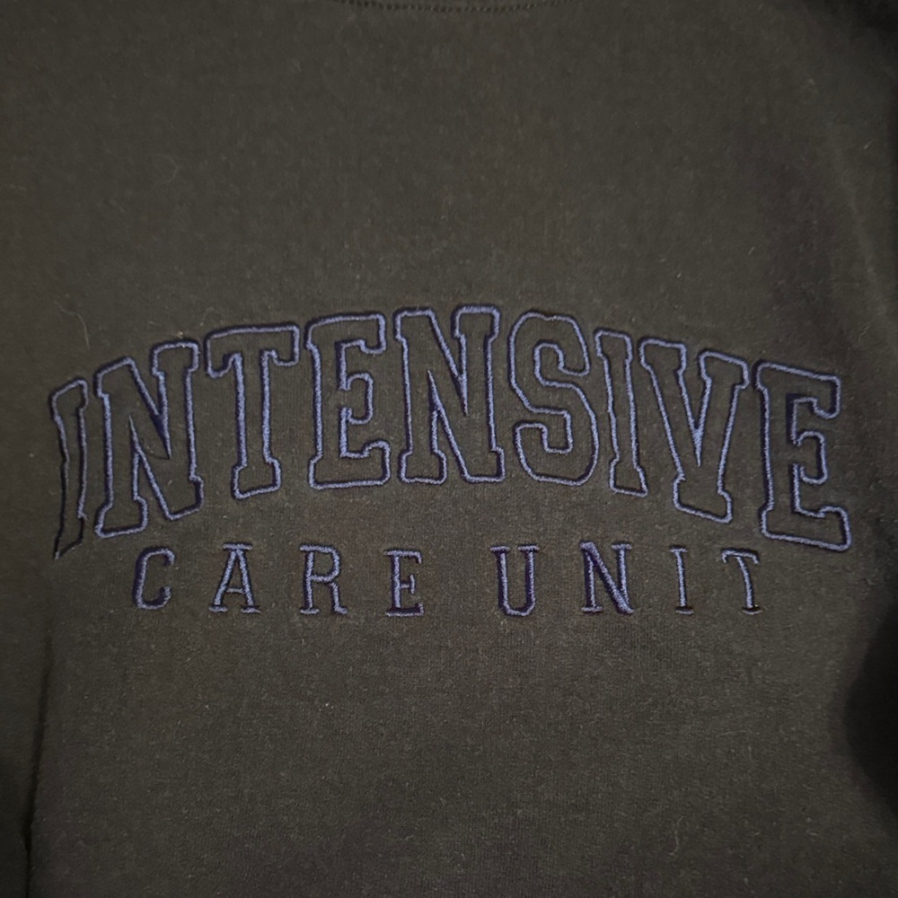 Navy Sweatshirt with Blue Embroidery